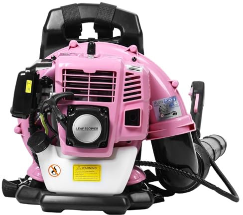 joukares Soplador de hojas de gas de 52 cc de 2 tiempos, hasta 550 CFM, soplador de gasolina, potente extinción, inalámbrico, para patios, jardín, color rosa