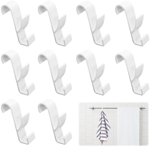 Mritrit 10 Piezas Gancho Radiador Toallero Baño, Perchas para Radiadores Toalleros, Gancho para Radiadores Redondos, Plástico Dobles Ganchos para Soporte Radiador Pared (Blanco)