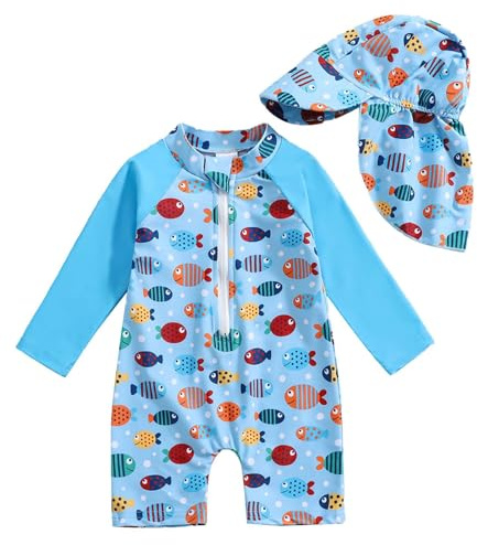 Traje de Baño Bebé UPF50+ con Capucha y Mangas Largas - Unisex, Tejido Secado Rápido para Protección Solar (3-24 Meses)