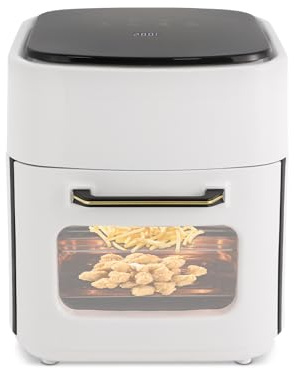MEELRYD Friggitrice ad aria calda, mini forno, airfryer con touch screen a LED, timer da 65 minuti, per famiglie, 15 l, spegnimento automatico, grande finestra di visualizzazione, colore: bianco