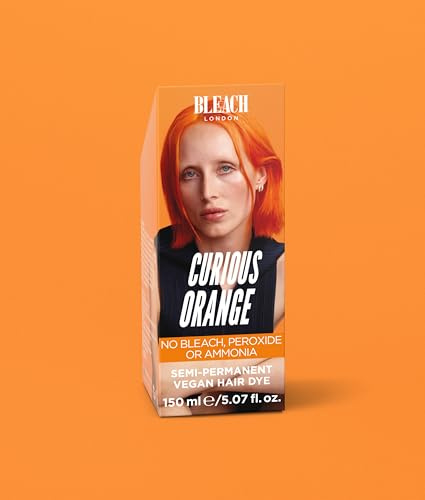 Bleach London Curious Orange Semi-Permanent Hair Colour Cream - Electric Orange, Vegan, Cruelty Free, Vibrant Temporary Hair Dye 150 ml
