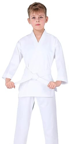 Conjunto de Ropa Infantil para bebé Conjunto Completo de Marciales Infantil Traje de Práctica para Taekwondo con Cinturón Incluido para Niños y Deportistas