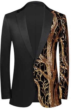 Giacca Paillettes Uomo Oro, Blazer Uomo Nero, Giacca Da Uomo Casual Con Paillettes, Adatta Per Occasioni Speciali E Feste