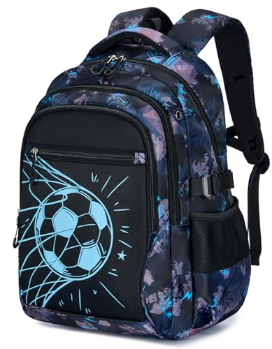 Amythe Cartable Garçon Primaire - Sac à Dos Garçon Collège Lumineux Nocturne avec Compartiment 15.6“ Pc, Ergonomique, Grand Sac D'école Loisirs Imperméable pour Ados 9-16 ans, Noir