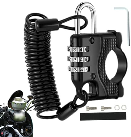 Lucchetto per casco moto, antifurto con combinazione di cifre, gadget di protezione per cappello, lucchetto digitale | per bambini, adulti, uomini, donne, parcheggio all'aperto, moto, bici