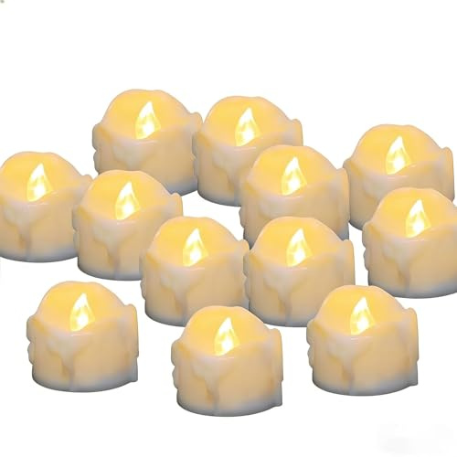 innislink Candele a LED, 12 Lumini LED con Funzione Timer, Candele LED Sfarfallio Senza Fiamma, Lumini LED Batteria per Decorazione di Casa Camera Natale Pasqua Festa Di Matrimonio