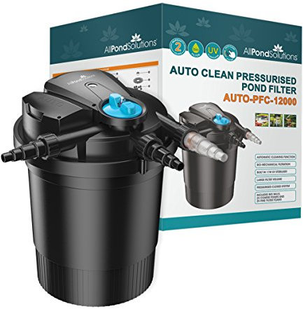 allpondsolutions Auto Cleaning Pressurised Koi Fish Pond Filter with UV Steriliser Light all in one - Ponds Up to 12000 Litres - AUTO-PFC-12000