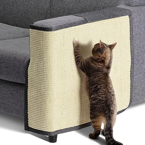 Navaris Kratzmatte für Katzen, Schutz für Linke Seite, Sofa, Boden, Wand, Sisal und Leinen, 50 x 70 cm, geeignet für Kätzchen und Hunde