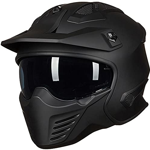 ILM Open Face Motorcycle 3/4 Half Helmet for Dirt Bike Moped ATV UTV Motocross Electric Cruiser Scooter DOT Model 726X(Matte Black,L)