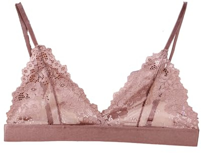 Cotorance Womens Bra No Underwire Seamless Lace Unlined Perfect Adjustable Plunge V Neck Triangle Bralettes Pink 36A 36B