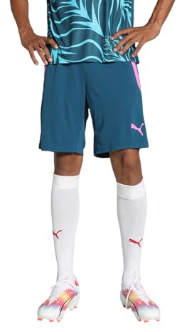 PUMA teamLIGA Training Shorts 2 (Open Pockets) - Pantaloncini in Maglia Uomini, Ocean Tropic-Electric Lime, 657667