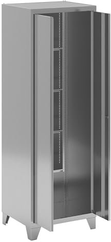 kaiserkraft FRANKEL Armoire pour Produits de Nettoyage en INOX | 4 Compartiments | 2 Crochets pour appareils | avec Pieds