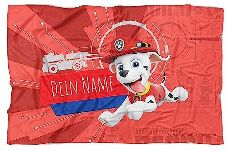 PICANOVA PAW Patrol Marshall Handtuch mit Name 140x90cm – Hochwertiges Bedrucktes Handtuch – Blickfang-Strandtuch Aus Hautfreundlichem Frottee – Badetuch mit Text Individuell Bedruckt