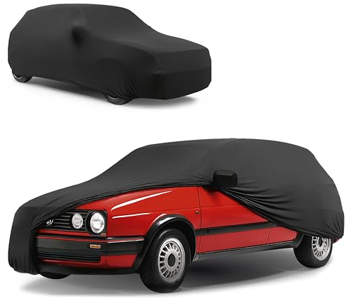 WALSER Telo Copriauto da Interno Elasticizzato Indoor Stretch - Morbido e Antipolvere, Copertura Protettiva per Auto, Protezione Completa in Garage Misura 1 nero