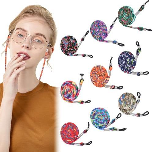 HJJMN 9 Pcs Bohemia Spec Lanyard for Women, Eyeglasses Straps Chain, Reading Glasses Cords Chain, Colorful Sunglasses String Eyeglasses Strap, Universal Elegant Glasses Neck Chain for Women