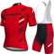 Fenovel Fahrradtrikot, Herren Fahrradanzug, Schnell Trocknender Und Atmungsaktiver Radsportanzug, 19D Gepolsterte Hosenträger Shorts (Red, L)