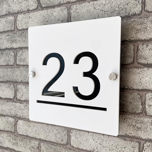 Custom 3D Black and White Acrylic House Number Plaque, Floating Numbers with Address, Indoor and Outdoor Door Plate, Ideal for Home, Hotel, Apartment, Shop
