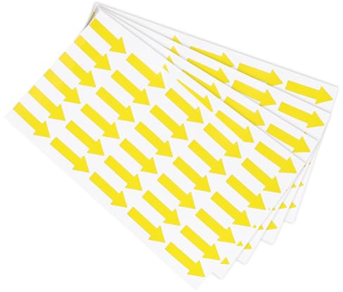PATIKIL 4 Hojas 120pcs Pegatina de Flecha Pequeña, 3x1.2cm（L*A) Flecha Adhesiva Etiqueta PVC Codificación Cartel Calcomanía para Gas Flujo Dirección Inspección Defecto Marcado, Amarillo