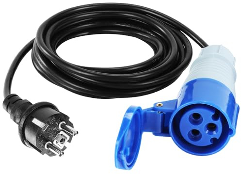 1M Câble Adaptateur CEE, 230V16A/3 Broches Prise Camping Car, avec Capuchon De Protection, Schuko Rallonge Electrique, Accessoire Camping Car pour Camping, Caravane