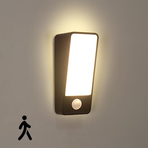 Comely Applique da Parete con Sensore di Movimento, Impermeabile IP65 Lampade da Parete 12W, Bianco Caldo 3000K Lampada a Muro per Interni ed Esterni, Giardini Ingresso Terrazza