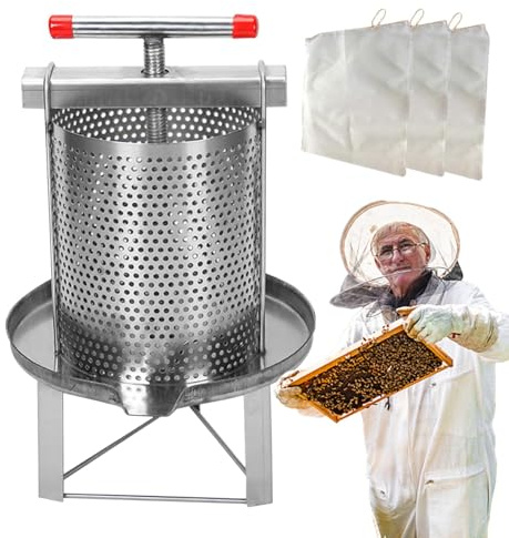 Bee honungsextraktor, manuell honungsjuicepress kinesiskt bi honungspress | rostfritt stål honungsfilter med 3 filter honungsextraktor biodlingsutrustning litet hushåll nät vaxpress socker juicer