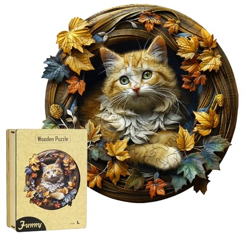 Libershine Rompecabezas de Madera para Adultos y Niños - Puzzle de Gatos Coloridos con Caja de Madera - Juego Creativo Desafiante, Cumpleaños y Aniversarios