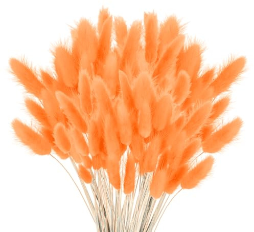 120 st torkad pampasgräs, torkade blommor bukett dekoration, blommor pampasgräs växter fluffig, boho heminredning blomsterarrangemang (orange)
