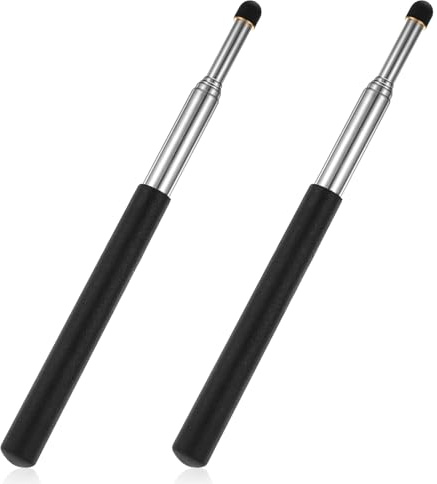 2 unidades de puntero extensible, 65 cm, puntero extensible, mango telescópico con puntero antideslizante, bastón telescópico extensible para presentación, color negro, reuniones, discursos, dirigir