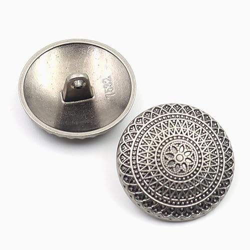 10 piezas de botones vintage redondos con tallo de metal y motivo floral circular - Artesanía para costura DIY y decoración de ropa