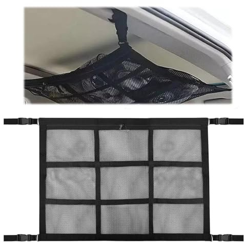 Ceeyoll Red de Techo, Red de Carga de Doble Capa para RV, Red de Almacenamiento, Transpirable E Inodoro, Universal para SUV, Jeep y Camioneta (70 × 50 Cm)