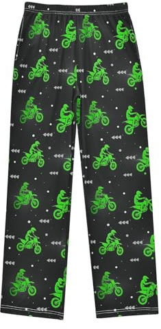 ALAZA Motorcycle Polka Dots Pajama Pants Long Sleep Pant Pajama Bottoms Elastic Waist with Pockets 13-14 Years