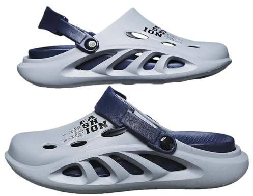 Gyios Chanclas Hombre Sandalias De Exterior para Hombre, Zapatillas Playa, Cómodas, Gruesas, Suela Suave, Zuecos, Zapatos Informales Calzado Jardín, Playa Hombre-Gris Azul-42-43