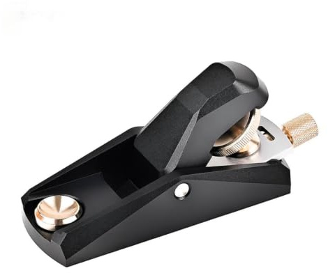 FytStycale Mini Rabot Paume Ergonomique Rabot Finition avec Vis En Laiton Confortable Coupe-Chant pour Bricoleurs, Maquettistes, 105 39 52mm, Standard - Rabot En Aluminium À Angle Bas Noir