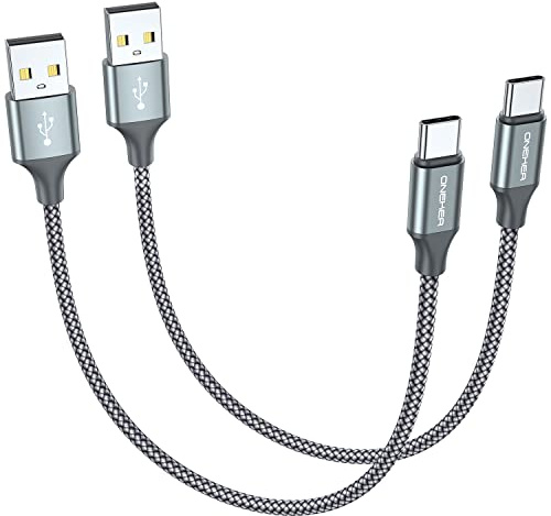 [2-Pack, 1ft] Short USB Type C Cable,Portable USB-C Charger Nylon Braided Fast Charging Cord Compatible iPhone 17/16 Pro Max Android Samsung Galaxy S20 S10 S9 S8 Plus S10E Note 20 10 9 8