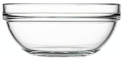 Pasabahce Chef 53563 – Schüssel aus Glas, Ø 17 cm, für Salat, Dessert, Obst, Beilagen, Chips, Kochen + Backen, 6 Stück