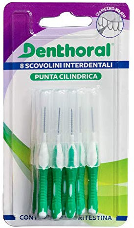 Denthoral 8 Scovolini Interdentali A Punta Cilindrica Di Diametro 0,3 Mm Con Igienico Cappuccio Protettivo - 21 g