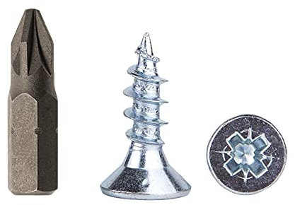 Lot de 200 vis à bois en acier zingué 5,0 x 16 mm, vis à bois pour aggloméré, vis universelles Pozi-Drive PZ entièrement filetées, tête fraisée Pozidriv (200, 5,0 x 16 mm)