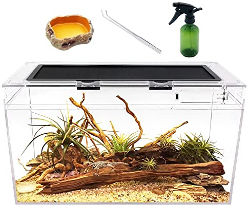 Reptile Growth Reptile Terrarium,10 Gallon Reptile Tank 20 x 10x 11,for Insect，Fish，Tarantula，Hermit Crab，Jumping Spider，Iguana，Tortoise，Leopard Gecko，Bearded Dragon