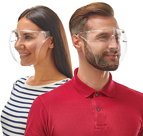 UniGroup Care Clear Plastic Face Shield Visor – Full-Face Transparent Protective Glasses – Breathable Anti-Fog Reusable Safety Goggles for Men & Women