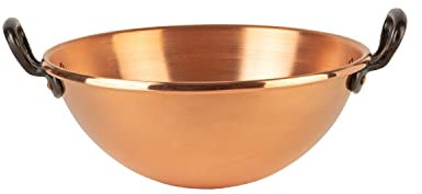 Cuisine Romefort |Schlagschüssel aus massivem Kupfer mit zwei Gusseisengriffen Ø 26 cm | Eiweisschüssel reines Kupfer | traditionelle Rührschüssel aus Frankreich (26 cm)