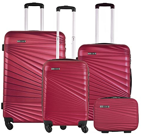 Juego de Maletas rígidas 4 pzs. Maleta Cabina 56 cm, Maleta Mediana 66 cm, Maleta Grande 76 cm y Neceser 23 cm Coral