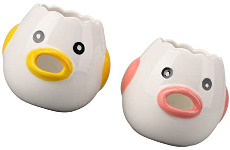 Gavigain 2Pcs Separador de Huevos,Mini Separador de Yema y Clara de Huevo Práctico y Sencillo Separador de Huevos de Cerámica Apto para Cocina Hornear Pequeñas Herramientas Separación Automática Cocin