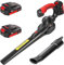 MZK Cordless Leaf Blower,20V Battery Powered Electric Garden Blower for Lawn Care, Electric Lightweight Leaf Blower for Blowing Leaves, Patio Cleaning, Lawn Care and Dust(2 * 2Ah Battery & Charger)