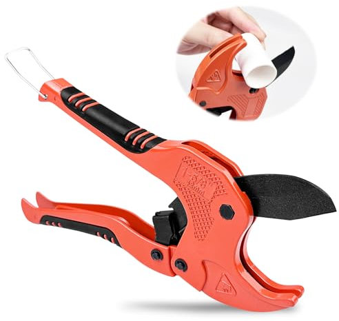 Traxenta Cortatubos de PVC, Corta Tubo de PEX, Cortador de Tubos de Plástico, Cortador de Tubos Tipo Trinquete para Tubos de Plástico de Hasta 42 MM, para Herramientas de Electricista y Carpintería