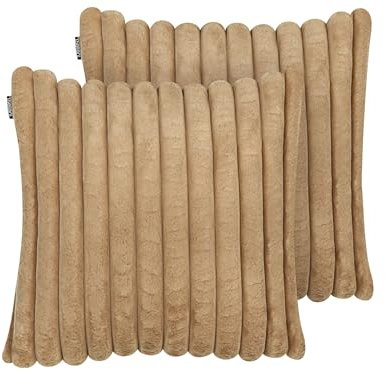 Beliani Dekokissen 2er Set Kunstfell braun 45 x 45 cm quadratisch flauschig Rakya