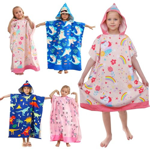 BITOYO Toalla con Capucha para Niños, Toalla de Playa Extragrande Toalla de Baño para Piscina Toalla de Poncho Albornoz de Baño Súper Suave para Niñas Niños (Altura de 120 a 170 cm) (Unicornio)