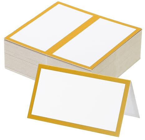 PATIKIL 50Pz Segnaposto da Tavolo, 8.9x10.2cm Cartellini Segnaposto Comunione Matrimonio Vuoti Eleganti per Nome per Allestimento Tavola Ricevimento di Nozze Buffet, Oro