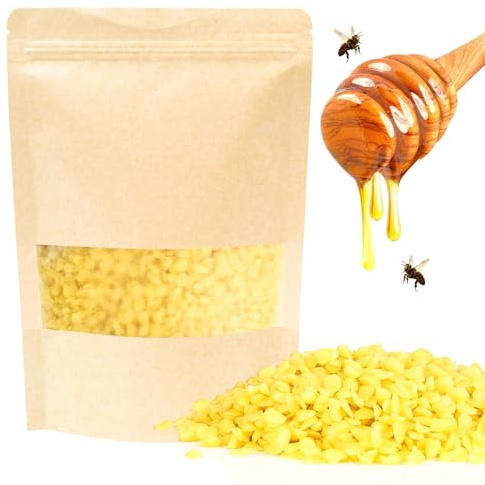 RUCUDIM Pastillas de cera de abejas, 100% cera pura de abejas granulada 500g, perfectas para cosméticos, cremas, paños de cera de abejas, jabón, pulido de madera y fabricación de velas