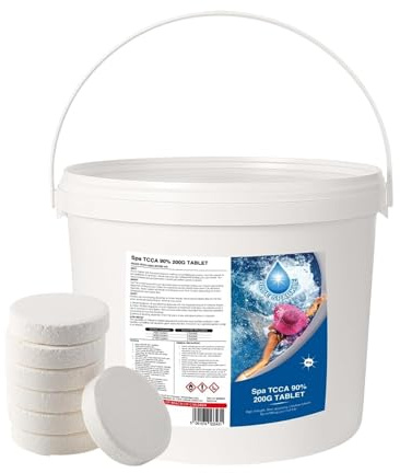 5 Kg Stabilised Chlorine Tablets 25 x 200g Slow Release Large Dispenser Tablets for Hot Tubs, Swimming Pools, Spas, Paddling Pool Water Cleaning and Sanitising