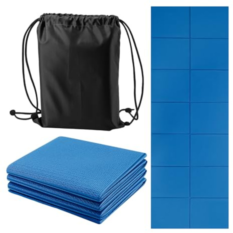 JF HOME BLISS Travel Yoga Mat Foldable Yoga Mat Non-Slip 5mm Thick Portable Gym Mat Portable Exercise Mat for Travel Gym Pilates & Fitness Training for Women & Men (Blue)